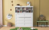 Queen Size Murphy Bed Wall Bed with Top Shelves & USB,White