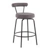 Rhonda Contemporary Counter Stool in Black Steel and Charcoal Fabric by LumiSource - Set of 2