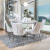 Contemporary Style Set of 2pcs Dining Chairs White Leatherette Silver Finish Metal legs Side Chair Dining Room Furniture