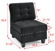 U shape Modular Sectional Sofa; DIY Combination; includes Four Single Chair and Two Corner; Black Velvet