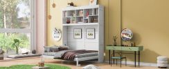 Queen Size Murphy Bed Wall Bed with Top Shelves & USB,White