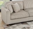 Contemporary 2pc Sectional Set XL Plush Corduroy Fabric Camel Color LAF Sofa RAF Round Chaise w Pillows Living Room Couch