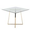 Cosmo Contemporary/glam Square Dining Table with Gold Metal Legs and Clear Glass Top by LumiSource