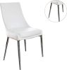 Contemporary Style Set of 2pcs Dining Chairs White Leatherette Silver Finish Metal legs Side Chair Dining Room Furniture