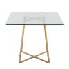 Cosmo Contemporary/glam Square Dining Table with Gold Metal Legs and Clear Glass Top by LumiSource