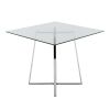 Cosmo Contemporary Square Dining Table with Chrome Metal Legs and Clear Glass Top by LumiSource