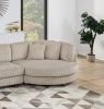 Contemporary 2pc Sectional Set XL Plush Corduroy Fabric Camel Color LAF Sofa RAF Round Chaise w Pillows Living Room Couch