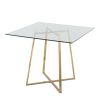 Cosmo Contemporary/glam Square Dining Table with Gold Metal Legs and Clear Glass Top by LumiSource