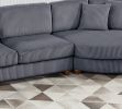 Contemporary 2pc Sectional Set XL Plush Corduroy Fabric Dark Gray LAF Sofa RAF Round Chaise w Pillows Living Room Couch