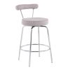 Rhonda Contemporary Counter Stool in Chrome and Light Grey Fabric by LumiSource - Set of 2