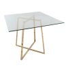 Cosmo Contemporary/glam Square Dining Table with Gold Metal Legs and Clear Glass Top by LumiSource