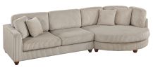 Contemporary 2pc Sectional Set XL Plush Corduroy Fabric Camel Color LAF Sofa RAF Round Chaise w Pillows Living Room Couch