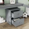 Twin Loft Wood Bed with Under-bed, Built-in Desk, a Storage Cabinet of 2 Drawers, Guardrails, Ladder,Grey