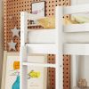 Twin Loft Wood Bed with Under-bed, Built-in Desk, a Storage Cabinet of 2 Drawers, Guardrails, Ladder,White