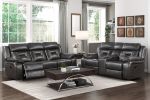 1pc Living Room Furniture Modern Design Reclining Sofa Dark Gray Breathable Faux Leather Upholstery Contemporary Home