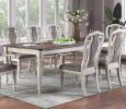 Transitional Style 1pc Dining Table w 2x Leaves Antique White Finish Oak Top Rectangle Table Kitchen Dining Room