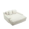 COOLMORE Chenille 2-seater lazy sofa With 5 back pillows,Comfy Sofa- Deep Seat Couch for Living Room,Club (White)