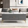 Modern Lift Top Coffee Table Multi Functional Table with Drawers in Gray & White