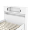 Twin Size Captain Platform Bed Frame with Storage Bookcases and Shelves,Four Drawers,White