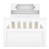 Twin Size Captain Platform Bed Frame with Storage Bookcases and Shelves,Four Drawers,White