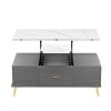 Modern Lift Top Coffee Table Multi Functional Table with Drawers in Gray & White