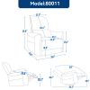 Blue Swivel and Rocker Power Recliner Chair, Heavy Duty Motion Mechanism with USB and Type-C Ports