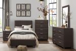 Contemporary Design Bedroom 1pc Dresser of 6 Drawers Faux Leather Upholstery, Dark Brown Furniture