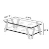 Silver Stainless Steel Double-Layer Clear Tempered Glass Coffee Table for Bed Room, Living Room