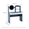 Table Set with HD Mirror Cushion Stool and Large Drawers Mini Makeup Dressing Desk Furniture for Apartment Bedroom/Girls Gift Blue