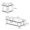 Silver Stainless Steel Double-Layer Clear Tempered Glass Coffee Table for Bed Room, Living Room