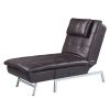 Brown Chaise Lounge with Pillow and USB Port