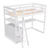 Twin Size Loft Bed with Desk and Shelves, Two Built-in Drawers, White (old SKU: GX000803AAK-1)