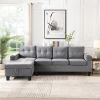 Sectional Sofa Set for Living Room with L Shape Chaise Lounge ,cup holder and Left Hand with Storage Chaise Modern 4 Seat (Grey)