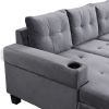 Sectional Sofa Set for Living Room with L Shape Chaise Lounge ,cup holder and Left Hand with Storage Chaise Modern 4 Seat (Grey)