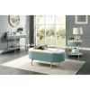 Glam Contemporary Light Teal 1pc Sofa Table White Faux Marble Top Living Room Side Table Open Bottom Shelve