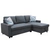 Dark Grey Flannelette 2-Piece Couch Living Room Sofabed