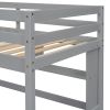 Twin Loft Bed with built-in desk and bookcase of three compartments, Guardrails and Ladder,Grey