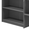 Grey Twin Loft Bed with Built-in Drawers and Bookshelf