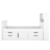 Twin Size Captain Platform Bed Frame with Storage Bookcases and Shelves,Four Drawers,White