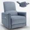 Blue Swivel and Rocker Power Recliner Chair, Heavy Duty Motion Mechanism with USB and Type-C Ports