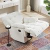 360 Degree Swivel Fabric Single Sofa Heavy Duty Reclining Chair for Living Room, Cream