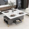 Modern Lift Top Coffee Table Multi Functional Table with Drawers in Gray & White