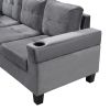 Sectional Sofa Set for Living Room with L Shape Chaise Lounge ,cup holder and Left Hand with Storage Chaise Modern 4 Seat (Grey)