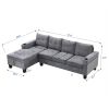 Sectional Sofa Set for Living Room with L Shape Chaise Lounge ,cup holder and Left Hand with Storage Chaise Modern 4 Seat (Grey)