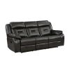 1pc Living Room Furniture Modern Design Reclining Sofa Dark Gray Breathable Faux Leather Upholstery Contemporary Home