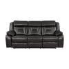 1pc Living Room Furniture Modern Design Reclining Sofa Dark Gray Breathable Faux Leather Upholstery Contemporary Home