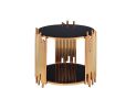 ACME Tanquin End Table in Gold & Black Glass 84492