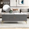 Modern Lift Top Coffee Table Multi Functional Table with Drawers in Gray & White