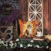 Cymric Cat in Fall Leaves Throw Pillow Machine Washable, Indoor Outdoor Decorative Pillow for Couch, Bed or Patio, 14Hx14W