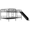 Twin Size L-Shaped Bunk Bed with Slide and Ladder, Black(OLD SKU:GX000615AAB)